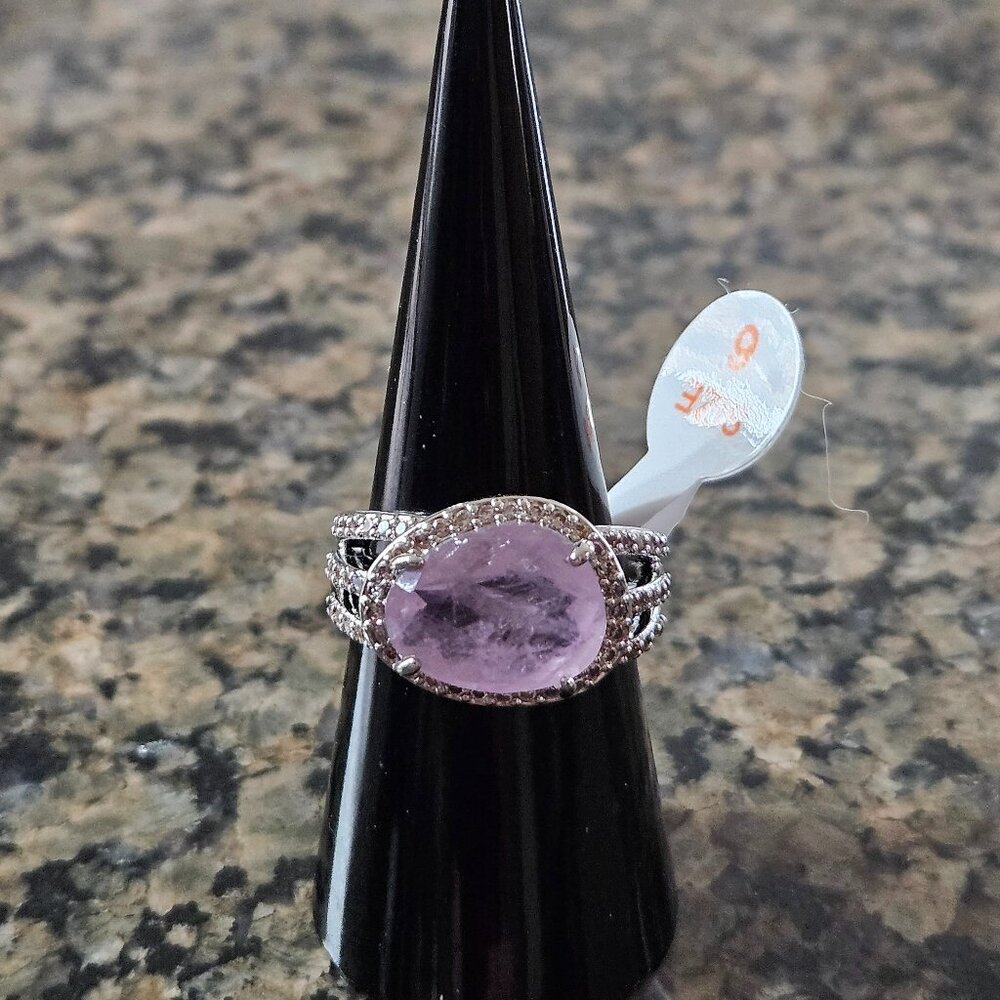 Bomb Party RBP6564 "Show Me The Glam" Purple Kunzie Fused with Quartz Sz 6